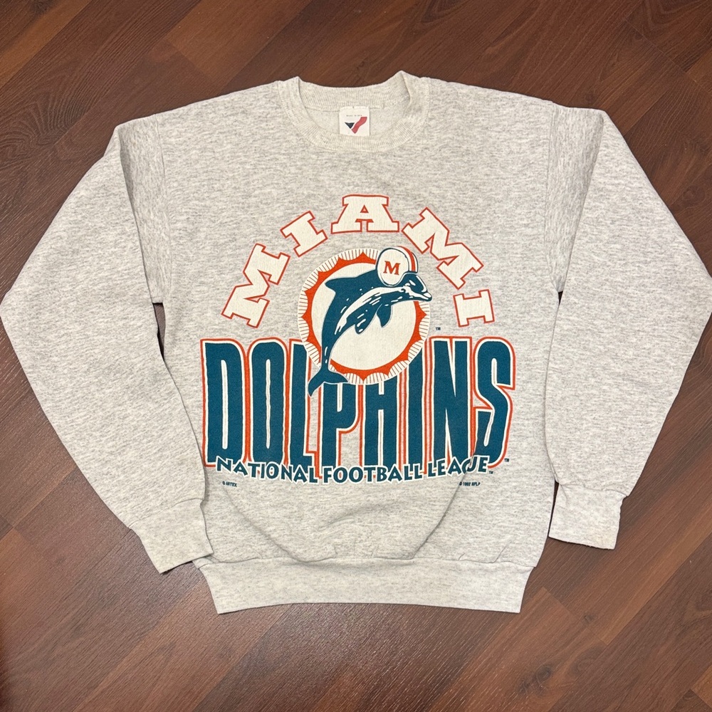 Vintage 1992 Miami Dolphins Crewneck Sweater - Gray